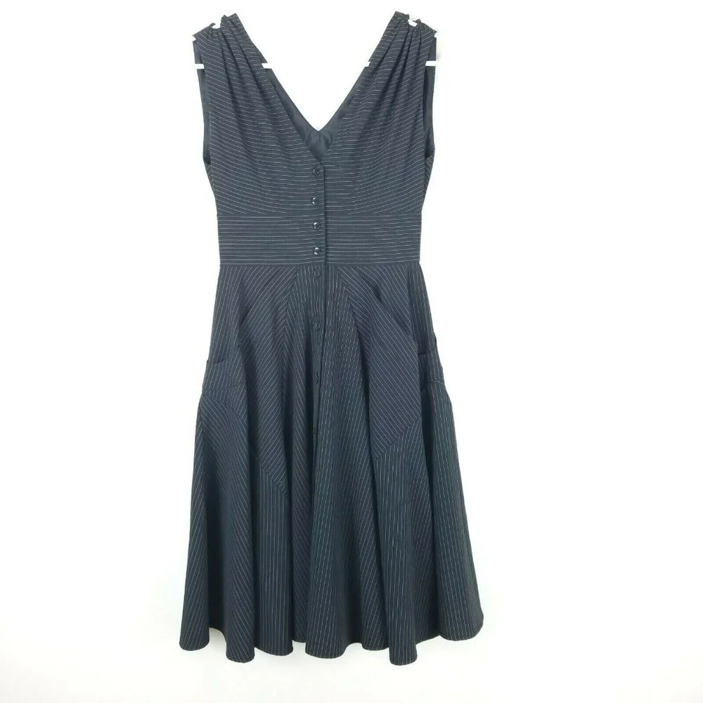 Calvin Klein Pinstripe Fit & Flare Dress Black